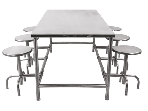 canteen tables with folding stools in delhi india